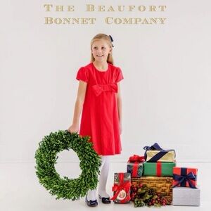 The Beaufort Bonnet Company Red Bow Dress READ DESCRIPTION